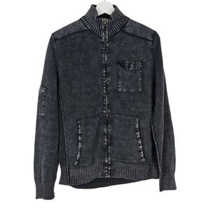 Alex Stevens Gray Cargo Zip Up Sweater with Pockets, M